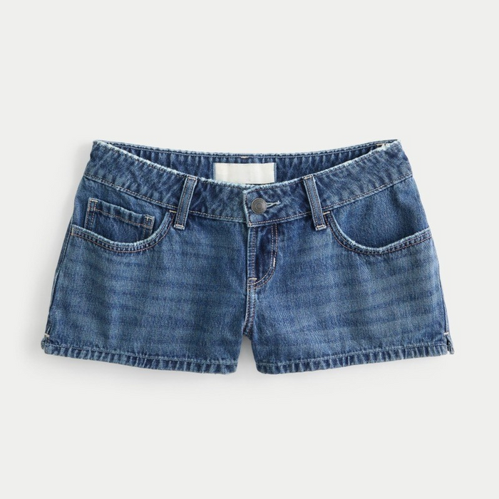 Ultra Low Denim Shorts – Modern Style with Split Hem Detail