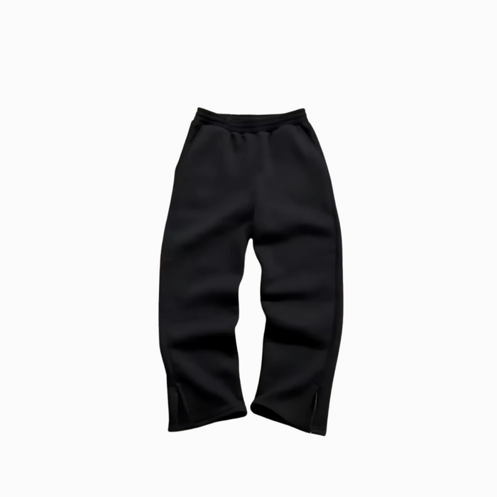 Straight Fleece Sweatpants With Zipper Detail