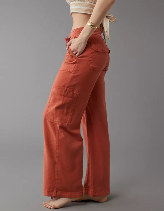 Wide Length Linen Blend Cargo Pants