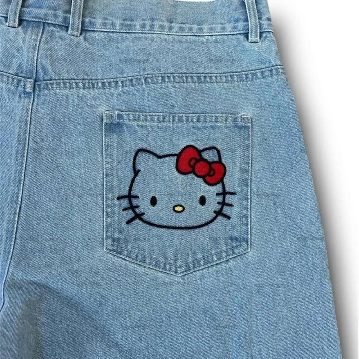Embroidered Denim Shorts With Back Pocket Detail