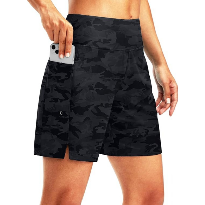 7 Inch Elastic Swim Shorts With Liner And Pockets