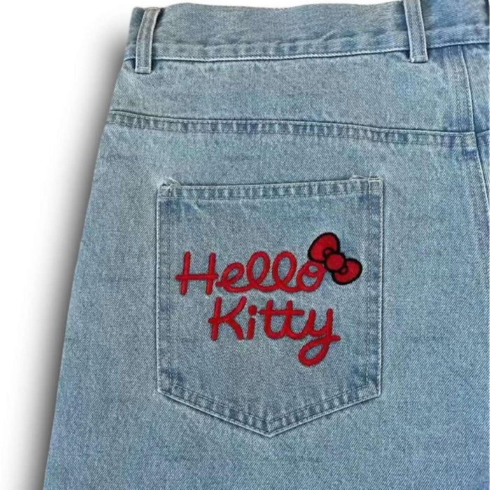 Embroidered Denim Shorts With Back Pocket Detail