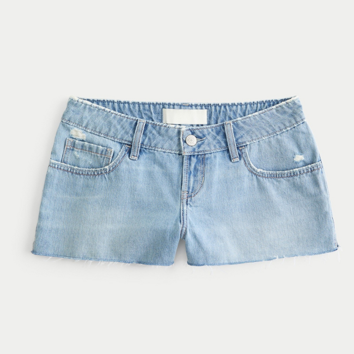 Ultra Low Denim Shorts – Modern Style with Split Hem Detail