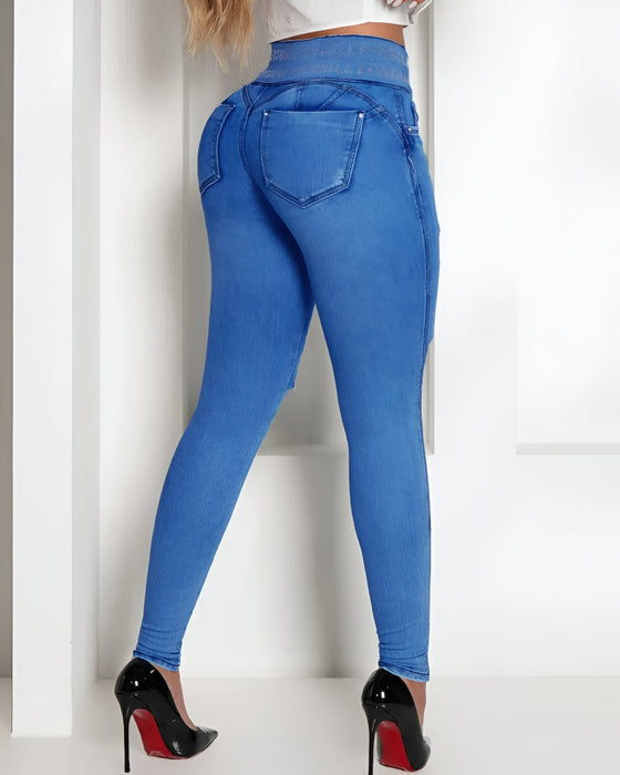 Stretchy Ripped Slim Jeans