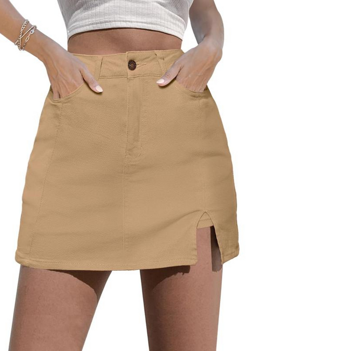 Women High Rise Stretchy Mini Skirt