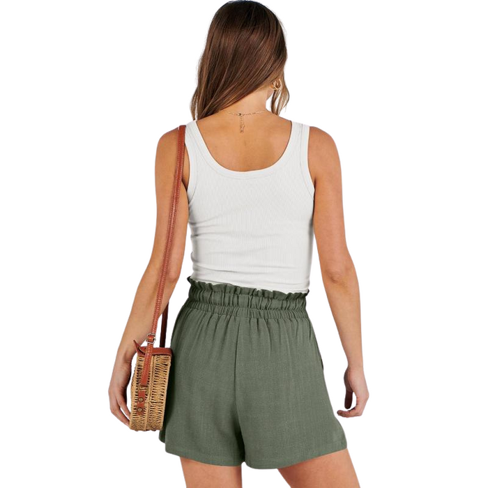 High Rise Drawstring Beach Shorts For Women