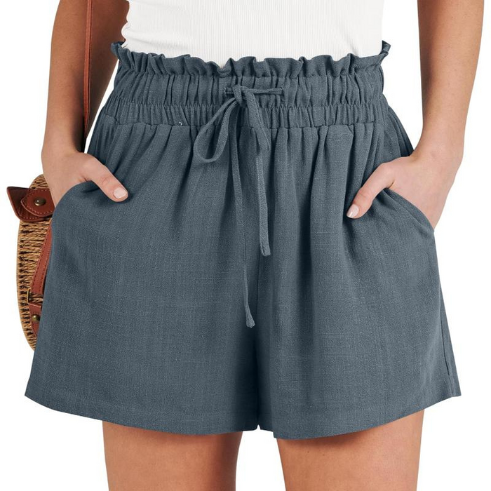 High Rise Drawstring Beach Shorts For Women