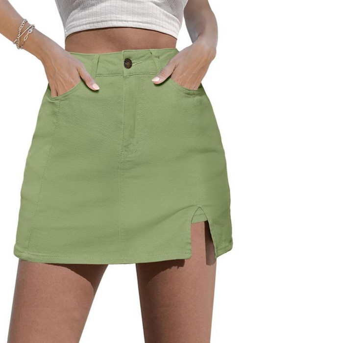 Women High Rise Stretchy Mini Skirt