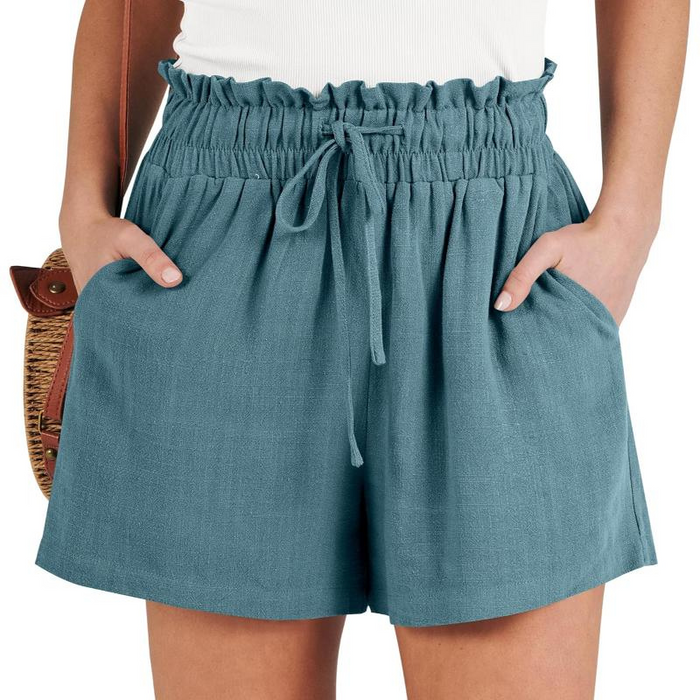 High Rise Drawstring Beach Shorts For Women