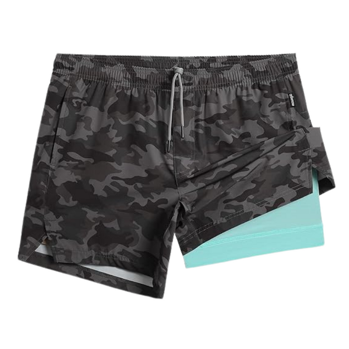 2 In 1 Quick Dry Athletic Shorts With Vibrant Design Layer