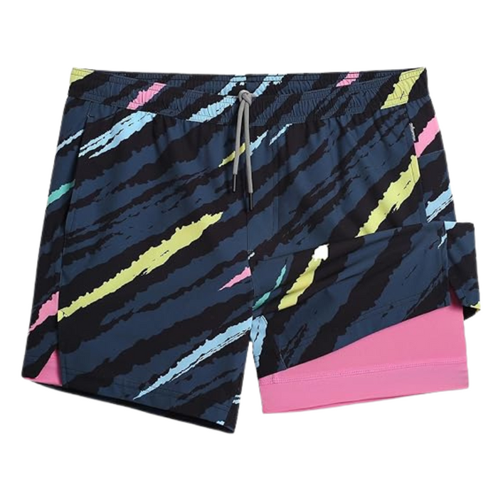 2 In 1 Quick Dry Athletic Shorts With Vibrant Design Layer