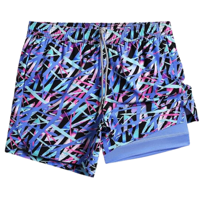 2 In 1 Quick Dry Athletic Shorts With Vibrant Design Layer