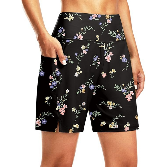 7 Inch Elastic Swim Shorts With Liner And Pockets