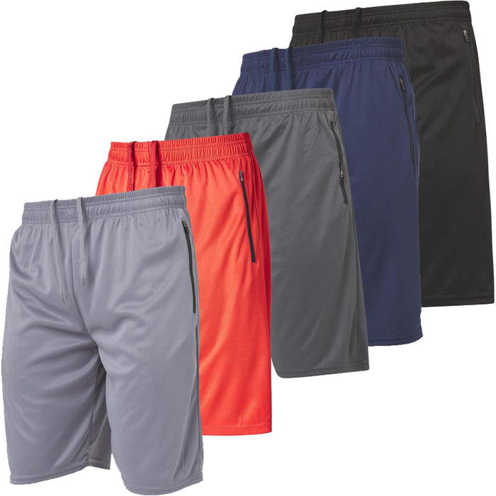 5 Pack Athletic Running Shorts With Zippered Pockets