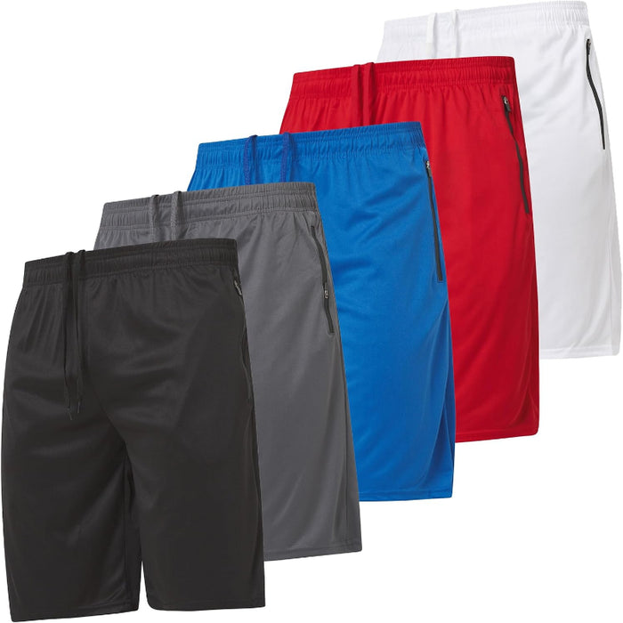 5 Pack Athletic Running Shorts With Zippered Pockets