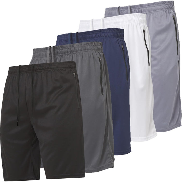 5 Pack Athletic Running Shorts With Zippered Pockets