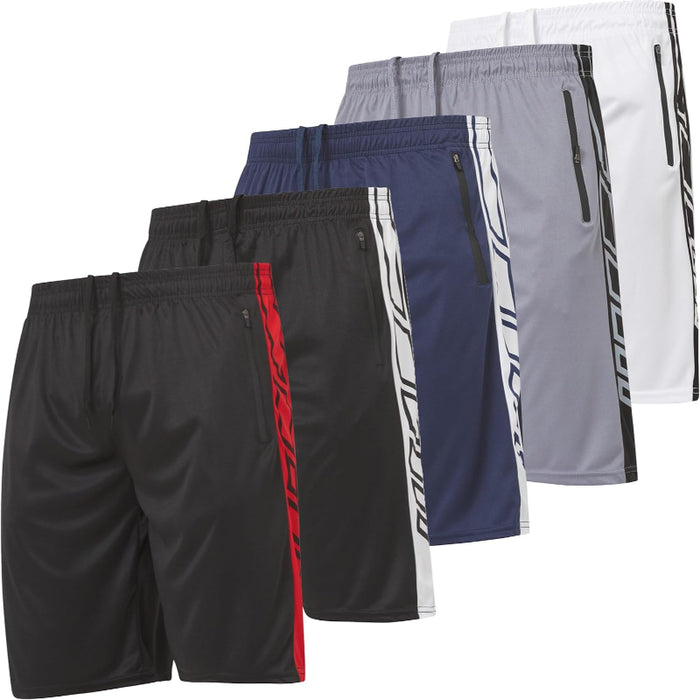 5 Pack Athletic Running Shorts With Zippered Pockets