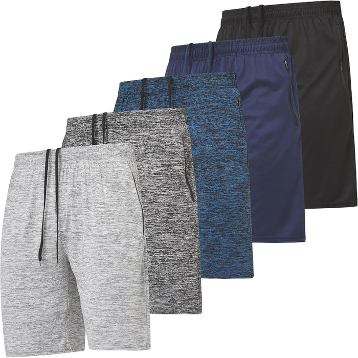 5 Pack Athletic Running Shorts With Zippered Pockets