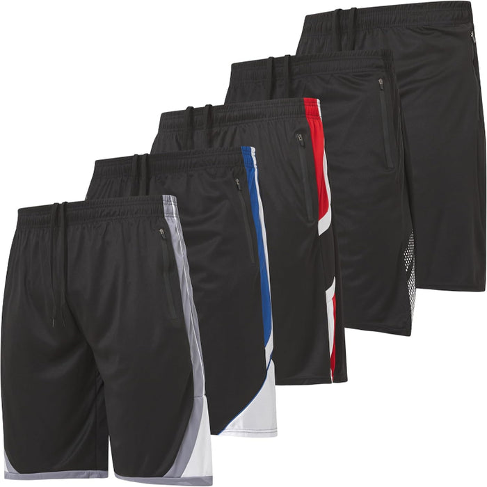 5 Pack Athletic Running Shorts With Zippered Pockets