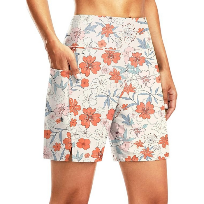 7 Inch Elastic Swim Shorts With Liner And Pockets