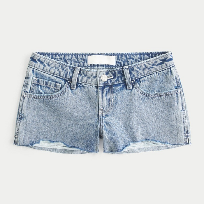 Ultra Low Denim Shorts – Modern Style with Split Hem Detail