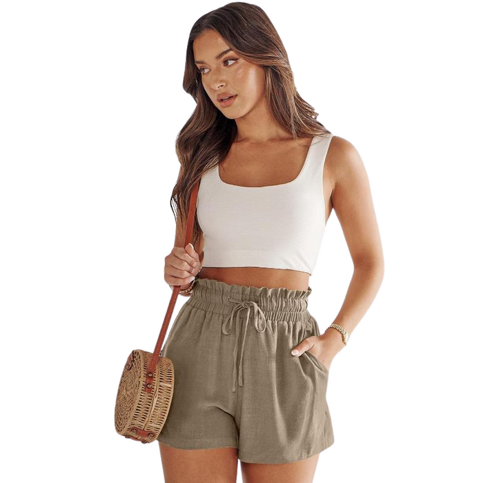 Women High Rise Drawstring Beach Shorts