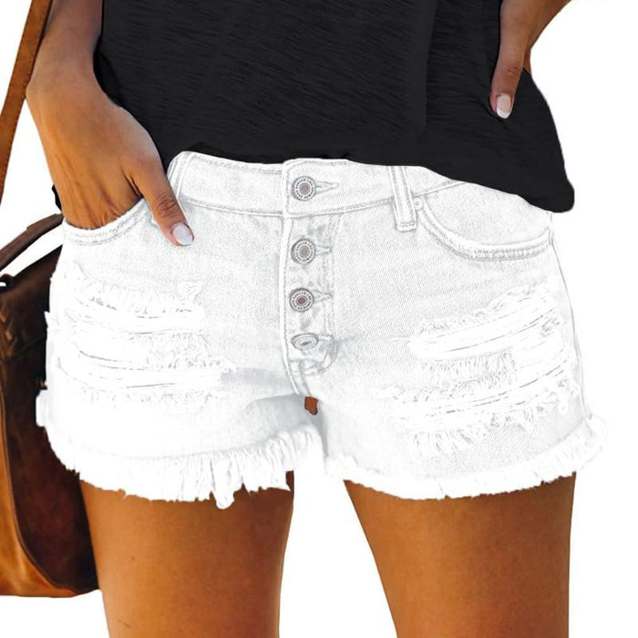 Women Stretch Ripped Jean Shorts