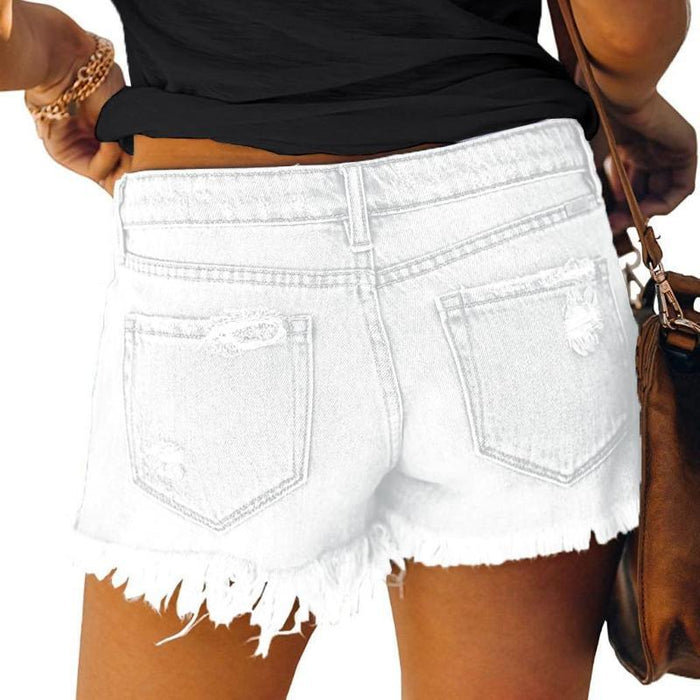 Women Stretch Ripped Jean Shorts