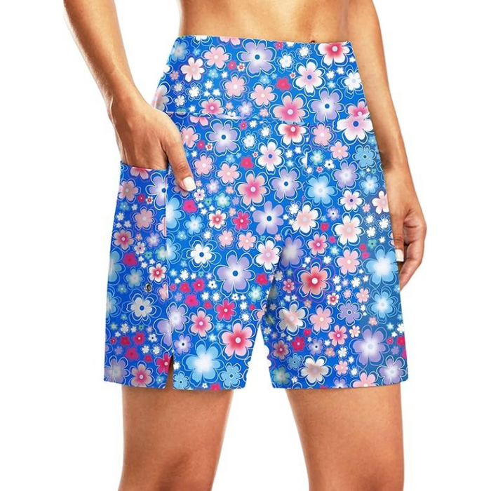 7 Inch Elastic Swim Shorts With Liner And Pockets