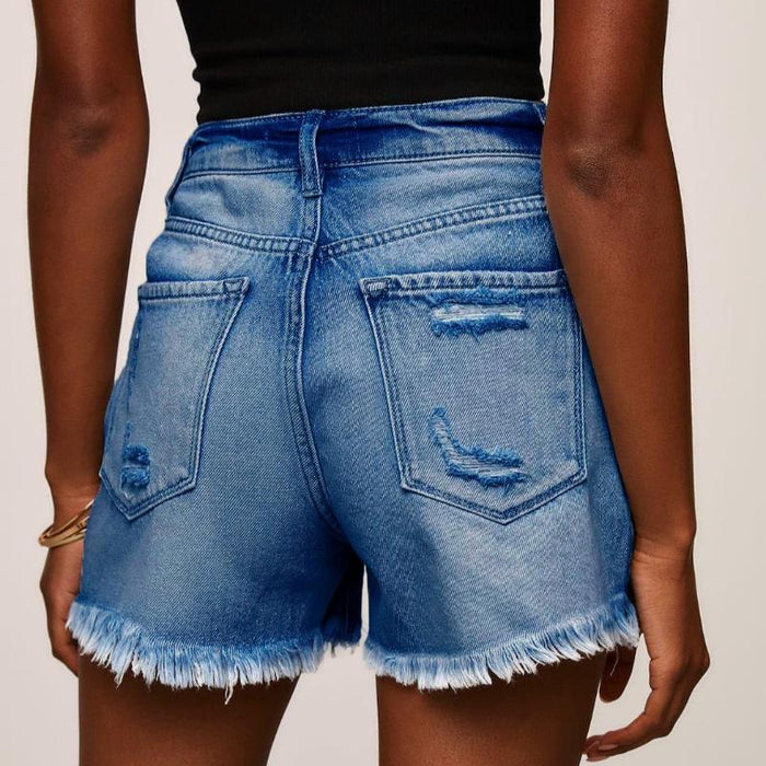 Women Stretch Ripped Jean Shorts