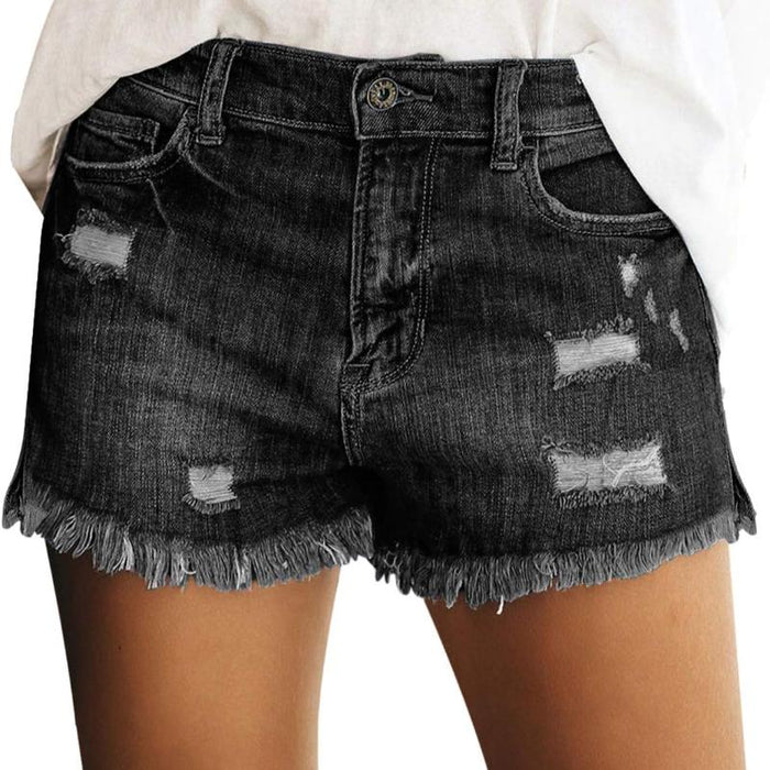 Women Casual Mid Rise Denim Shorts