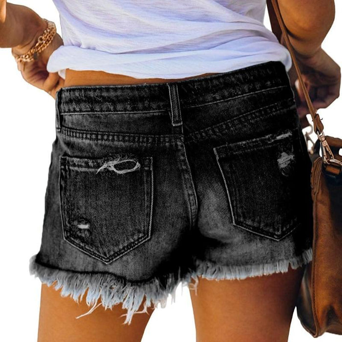 Women Stretch Ripped Jean Shorts