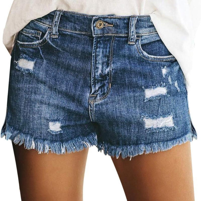 Women Casual Mid Rise Denim Shorts