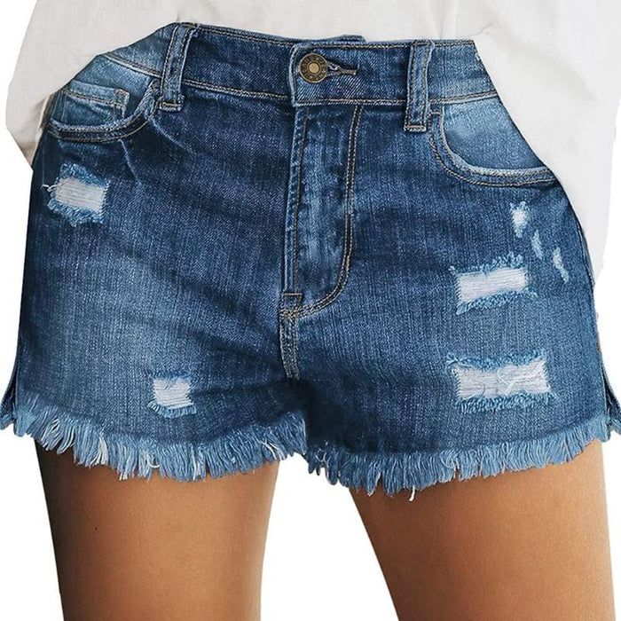 Women Casual Mid Rise Denim Shorts