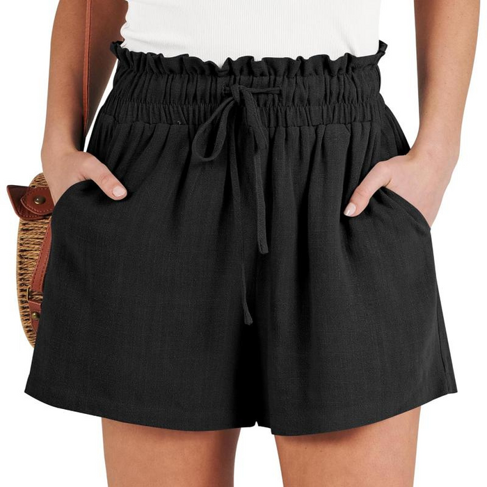 High Rise Drawstring Beach Shorts For Women