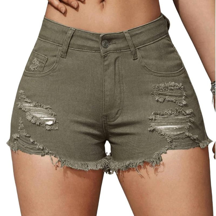 Women Ripped Denim Shorts