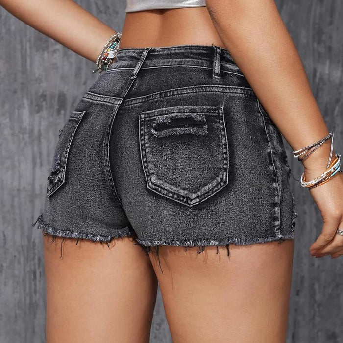 Women Ripped Denim Shorts