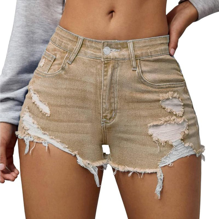 Women Ripped Denim Shorts