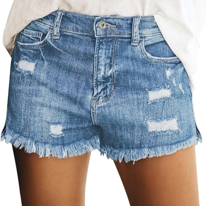 Women Casual Mid Rise Denim Shorts