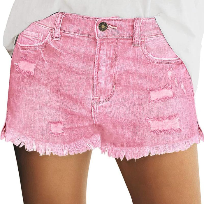 Women Casual Mid Rise Denim Shorts