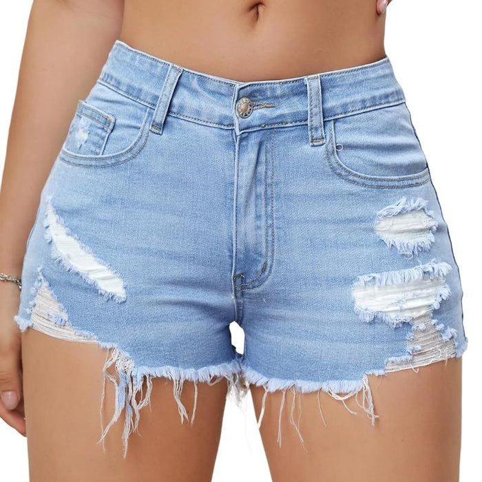 Women Ripped Denim Shorts