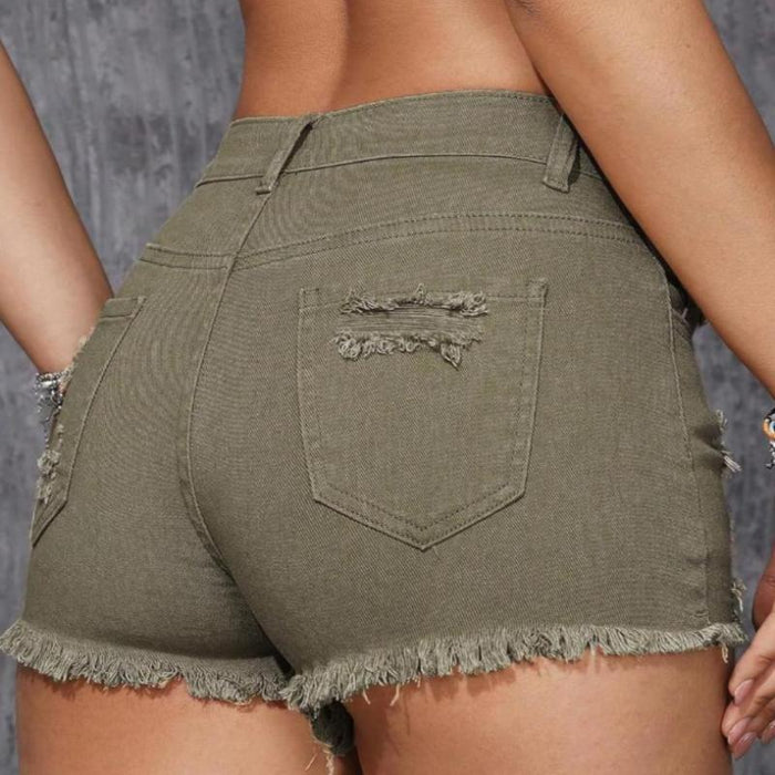 Women Ripped Denim Shorts