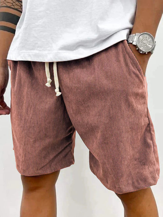 Casual Corduroy Drawstring Shorts