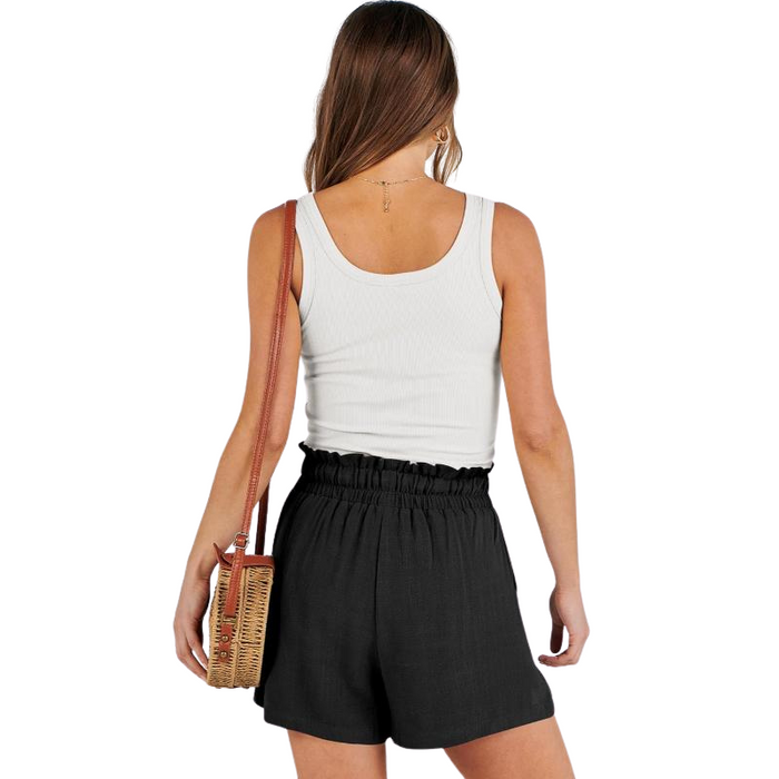 High Rise Drawstring Beach Shorts For Women