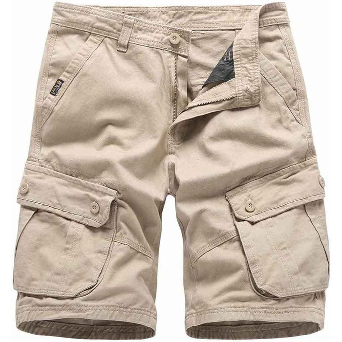 Cargo Shorts With Multi Pockets And Button Closure