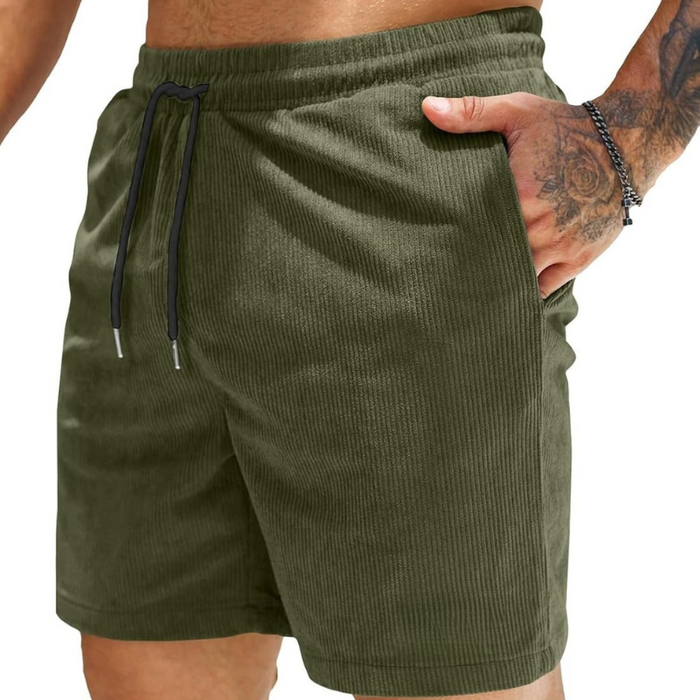 Corduroy Shorts With Drawstring Closure