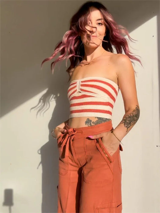 Wide Length Linen Blend Cargo Pants