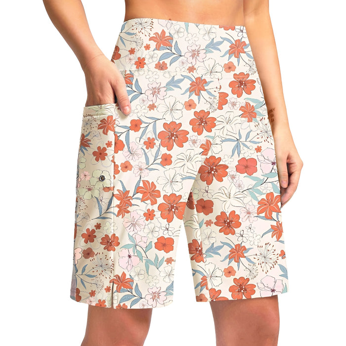 Floral Print Shorts With Pockets And Liner