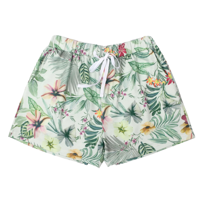 High Waisted Comfy Floral Design Printed Shorts