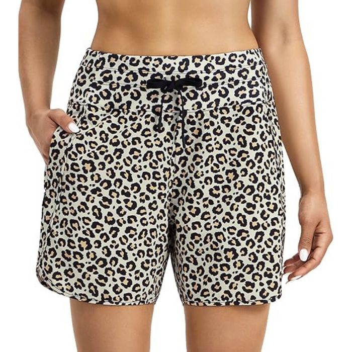 High Waisted Leopard Print Shorts With Zipper Pockets